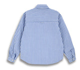 ORDINARY PEOPLE(オーディナリーピープル) BLUE STRIPE UNBALANCED PADDING SHIRTS