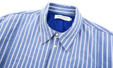 ORDINARY PEOPLE(オーディナリーピープル) BLUE STRIPE UNBALANCED PADDING SHIRTS