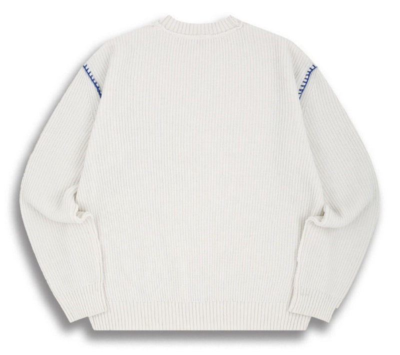 ORDINARY PEOPLE(オーディナリーピープル) BLUE STITCH CASHMERE WHITE KNIT