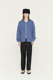 ORDINARY PEOPLE(オーディナリーピープル) WHITE STITCH CASHMERE BLUE ZIP UP KNIT