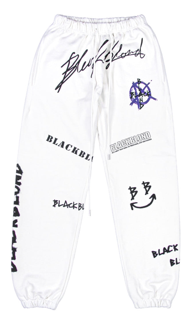 ブラックブロンド(BLACKBLOND) BBD Disorder Logo Sweatpants (White)