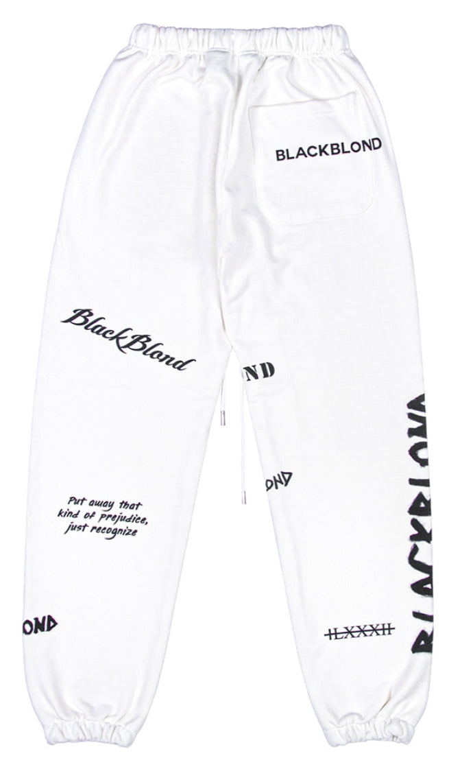 ブラックブロンド(BLACKBLOND) BBD Disorder Logo Sweatpants (White)