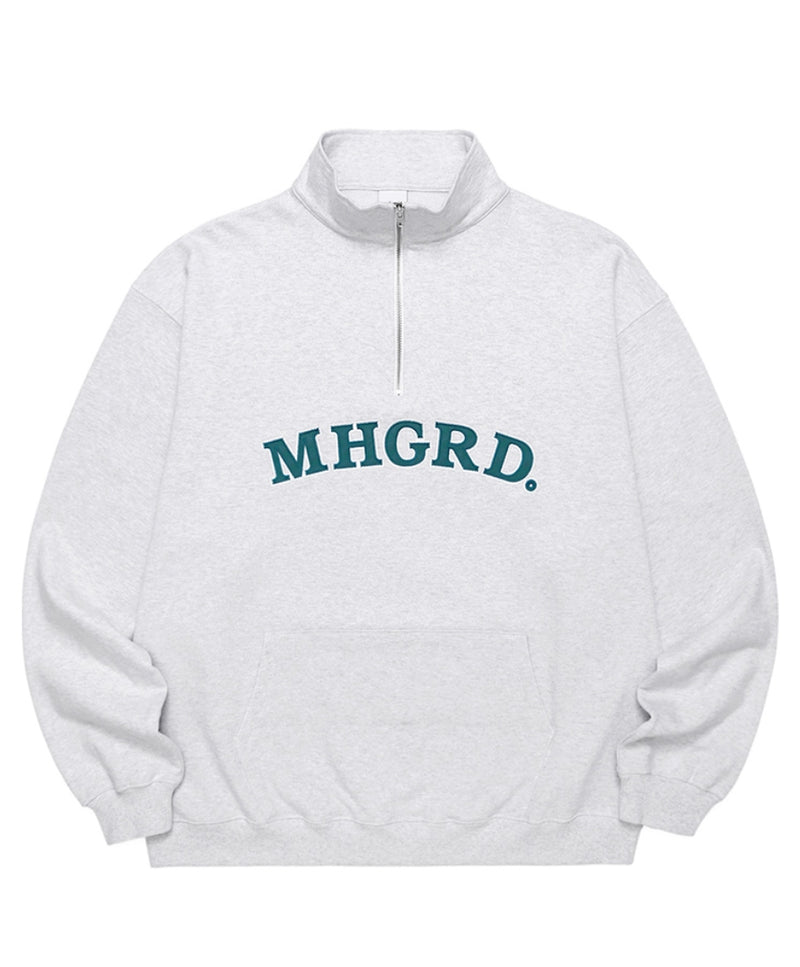 mahagrid (マハグリッド) ARC LOGO HALF ZIP SWEATSHIRT [LIGHT GREY]