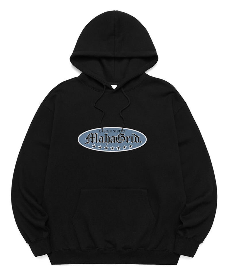 mahagrid (マハグリッド) GOTHIC OVAL LOGO HOODIE [BLACK]
