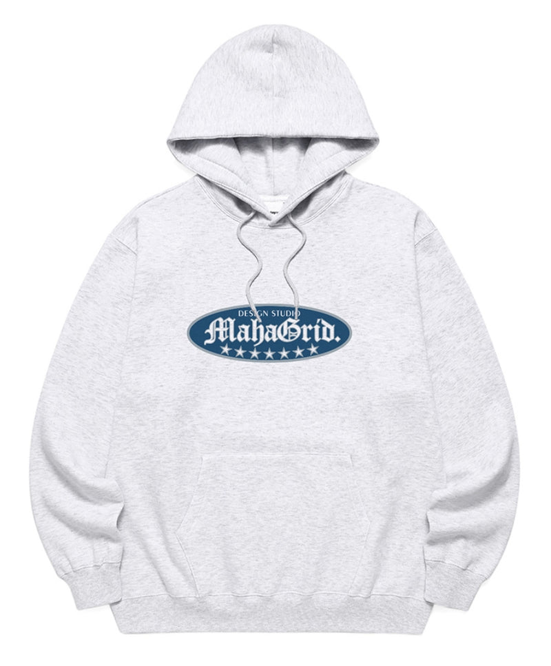 mahagrid (マハグリッド) GOTHIC OVAL LOGO HOODIE [LIGHT GREY]