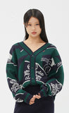 ROMANTIC CROWN(ロマンティック クラウン)  FLAG KNIT CARDIGAN_GREEN