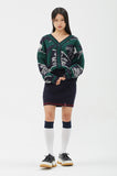 ROMANTIC CROWN(ロマンティック クラウン)  FLAG KNIT CARDIGAN_GREEN