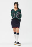 ROMANTIC CROWN(ロマンティック クラウン)  FLAG KNIT CARDIGAN_GREEN