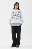 ROMANTIC CROWN(ロマンティック クラウン) OVERLAP SLOGAN SWEAT SHIRT_LIGHT GREY
