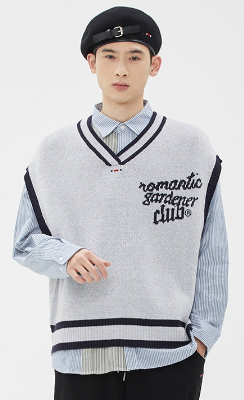 ROMANTIC CROWN(ロマンティック クラウン)  WIDE KNIT VEST_LIGHT GREY