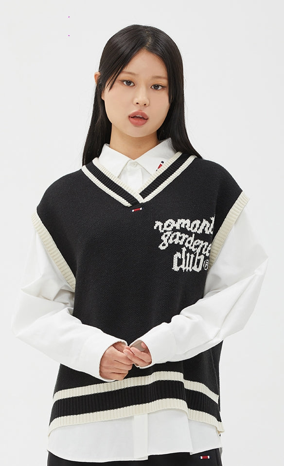 ROMANTIC CROWN(ロマンティック クラウン)  WIDE KNIT VEST_BLACK