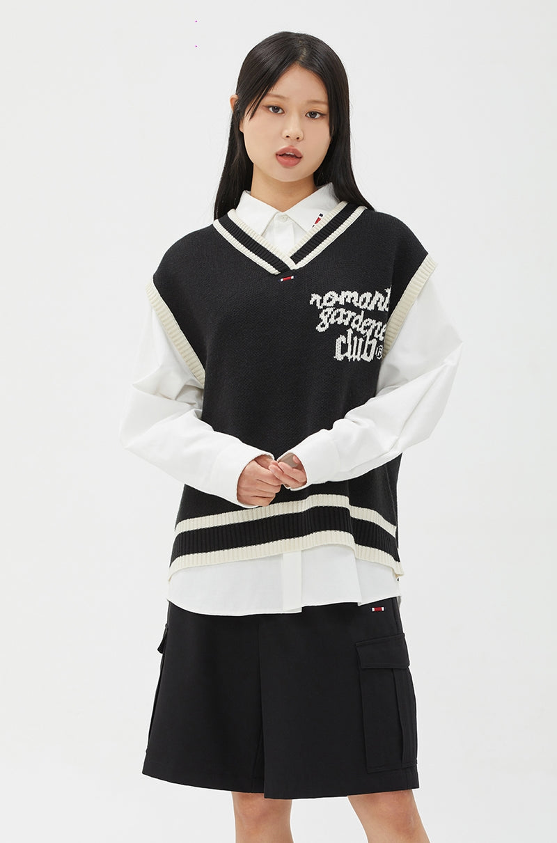 ROMANTIC CROWN(ロマンティック クラウン)  WIDE KNIT VEST_BLACK