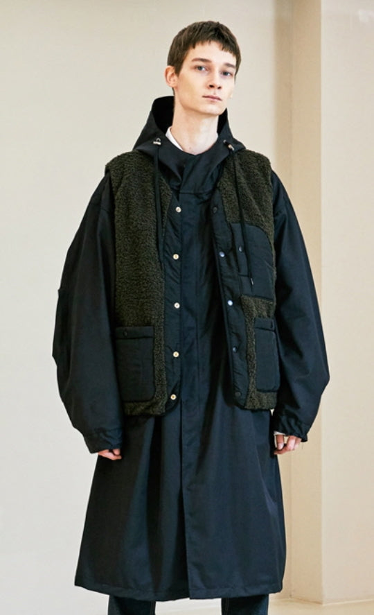 KND(ケイエンド) [SET] M-51 FISHITAIL COAT & REVERSIBLE BOA QUILTED PADDING VEST BLACK