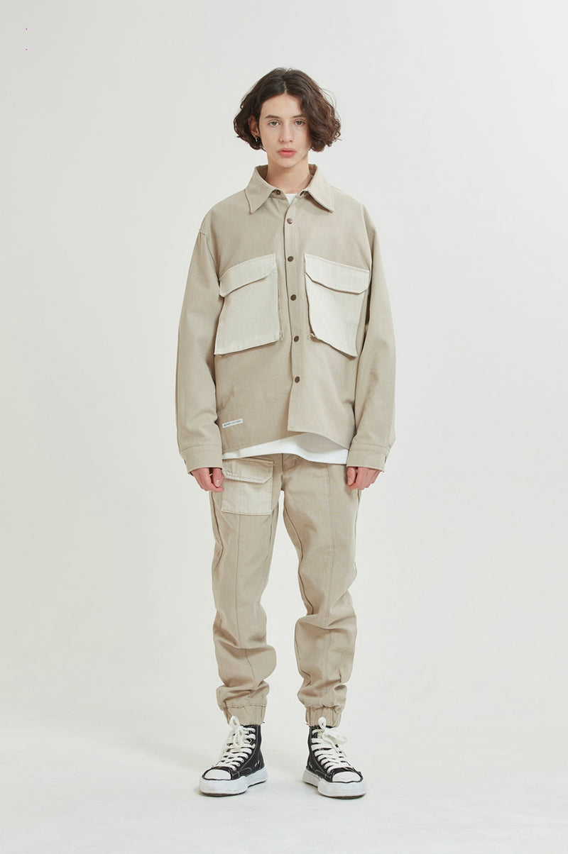 QUIETIST (クワイエティスト)  Dual Denim Jogger Pants (beige)