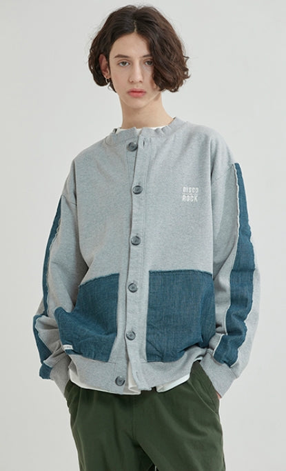 QUIETIST (クワイエティスト) Disco Denim Button Cardigan (gray)