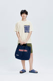 QUIETIST (クワイエティスト) Square Cotton 2 in 1 Shoulder Bag (navy)