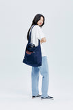 QUIETIST (クワイエティスト) Square Cotton 2 in 1 Shoulder Bag (navy)