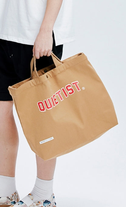 QUIETIST (クワイエティスト)  Square Cotton 2 in 1 Shoulder Bag (beige)