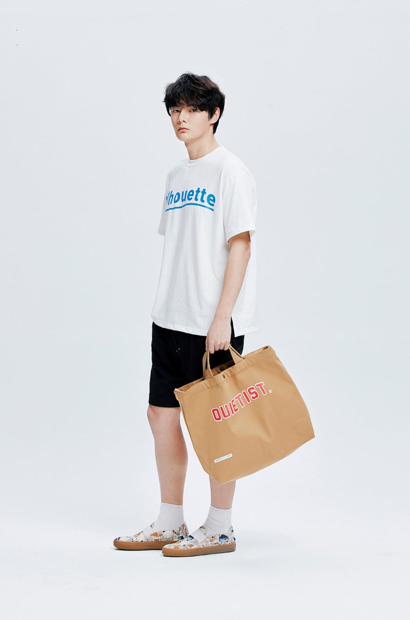 QUIETIST (クワイエティスト)  Square Cotton 2 in 1 Shoulder Bag (beige)