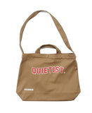 QUIETIST (クワイエティスト)  Square Cotton 2 in 1 Shoulder Bag (beige)