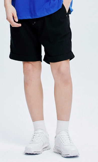QUIETIST (クワイエティスト)  Jungle Cotton One-tuck Shorts (black)