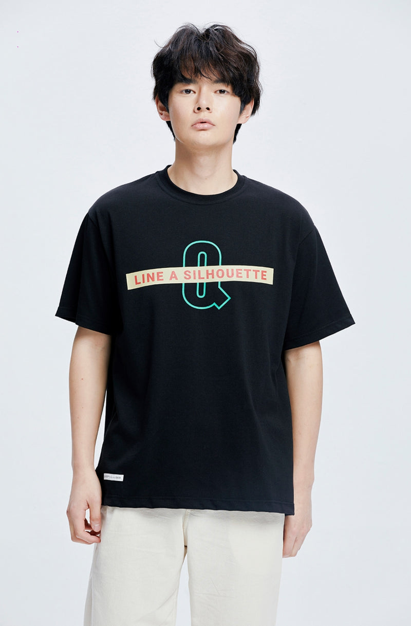 QUIETIST (クワイエティスト) Q Diagonal Logo T-Shirts (black)
