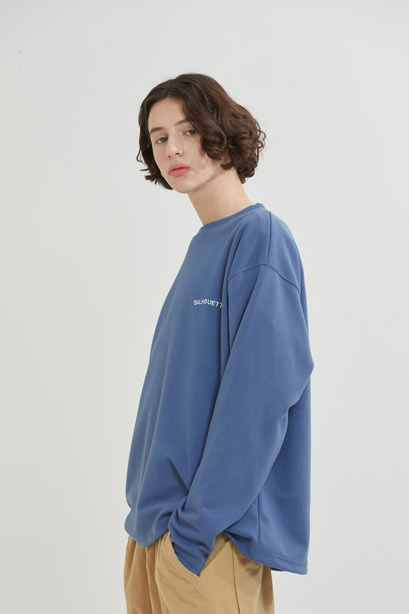 QUIETIST (クワイエティスト)  Silhouette Plain Crew-neck (teal)