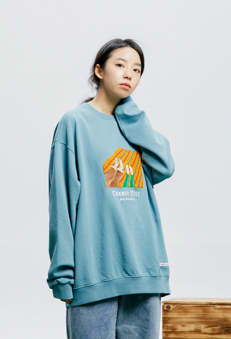 QUIETIST (クワイエティスト) Change-mood Blanket Sweat (l.teal)