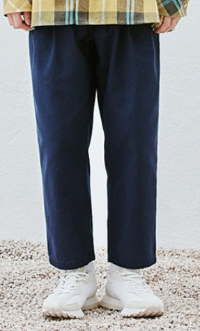 QUIETIST (クワイエティスト)  Two-tuck Balloon Crop Pants (navy)