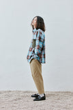 QUIETIST (クワイエティスト) Knit Pocket Check Shirts (blue)