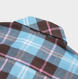 QUIETIST (クワイエティスト) Knit Pocket Check Shirts (blue)