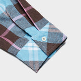 QUIETIST (クワイエティスト) Knit Pocket Check Shirts (blue)