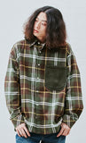 QUIETIST (クワイエティスト) Knit Pocket Check Shirts (khaki)