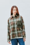 QUIETIST (クワイエティスト) Knit Pocket Check Shirts (khaki)