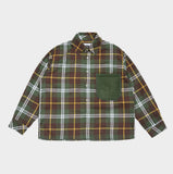 QUIETIST (クワイエティスト) Knit Pocket Check Shirts (khaki)