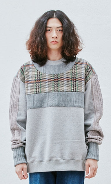 QUIETIST (クワイエティスト) Collage Mix Sweat (gray)