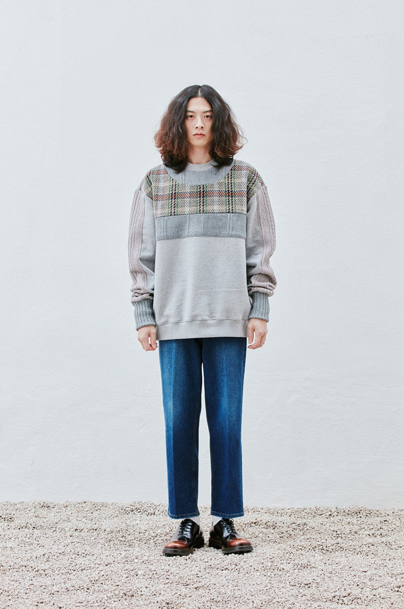 QUIETIST (クワイエティスト) Collage Mix Sweat (gray)