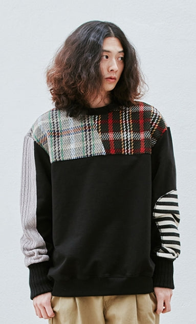 QUIETIST (クワイエティスト)  Collage Mix Sweat (black)