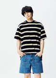 QUIETIST (クワイエティスト) Border Stripe 1/2 T-shirts (black)