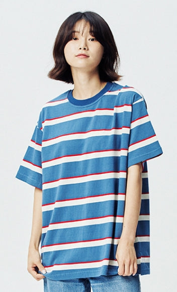 QUIETIST (クワイエティスト) Border Stripe 1/2 T-shirts (teal)