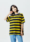 QUIETIST (クワイエティスト) Border Stripe 1/2 T-shirts (olive)