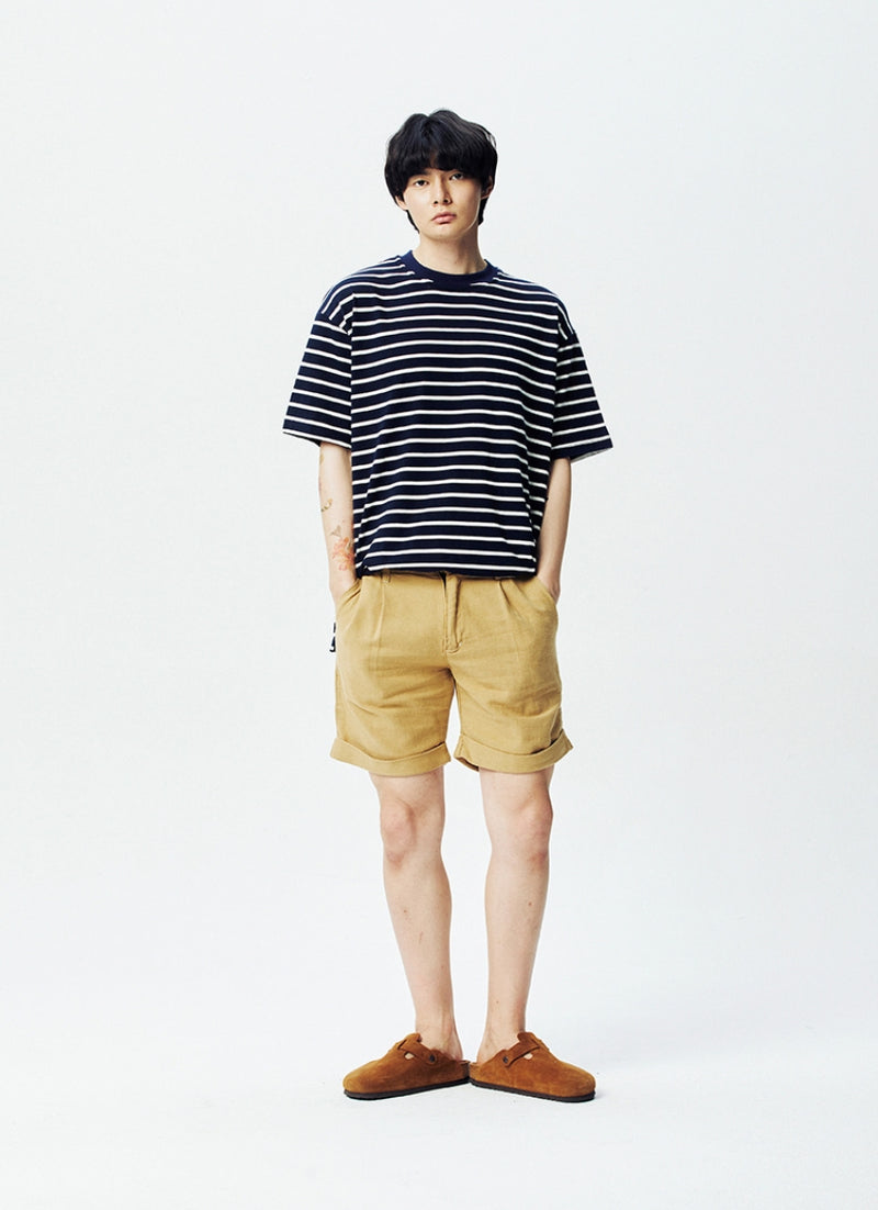 QUIETIST (クワイエティスト) Basic Stripe 1/2 T-shirts (navy)