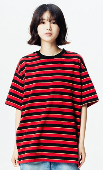 QUIETIST (クワイエティスト) Basic Stripe 1/2 T-shirts (red)