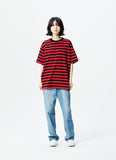 QUIETIST (クワイエティスト) Basic Stripe 1/2 T-shirts (red)