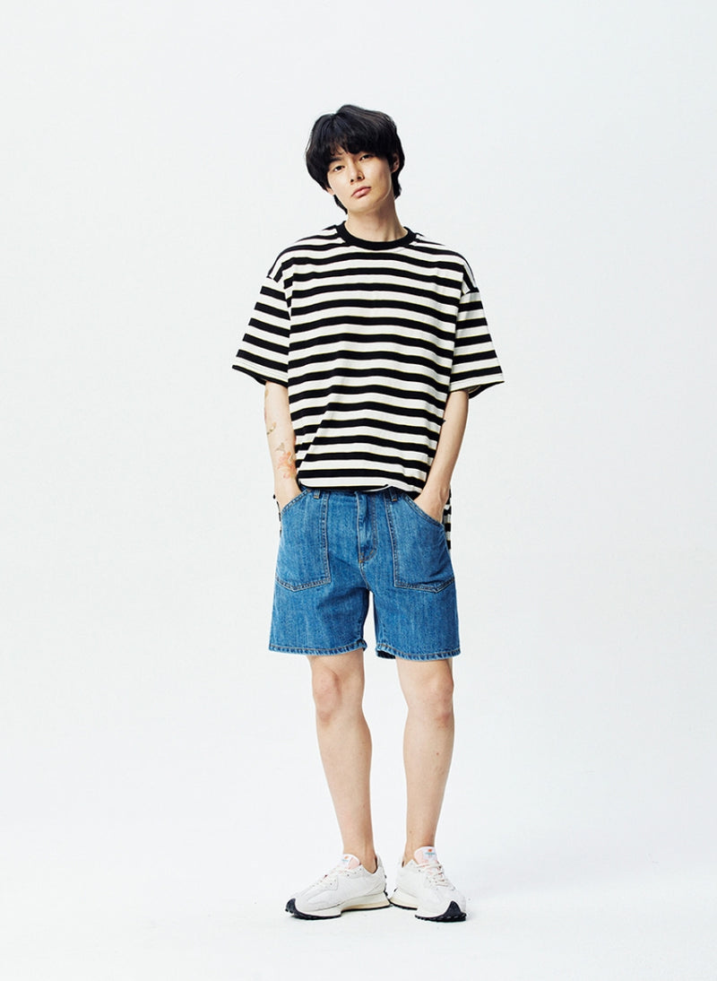 QUIETIST (クワイエティスト) Basic Stripe 1/2 T-shirts (black)