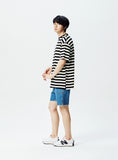 QUIETIST (クワイエティスト) Basic Stripe 1/2 T-shirts (black)