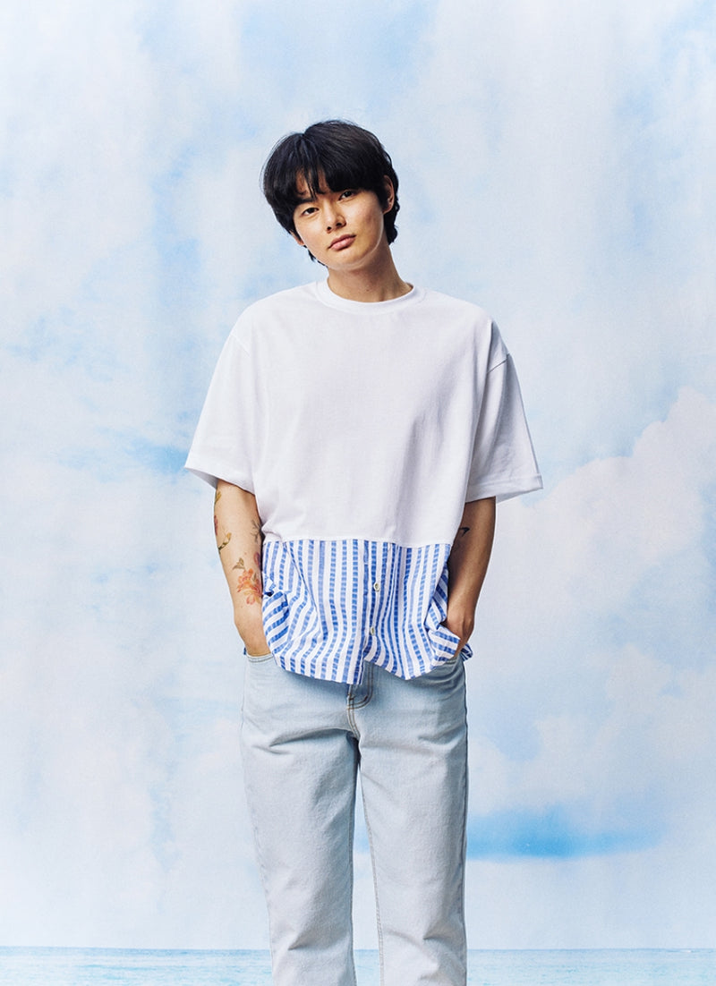 QUIETIST (クワイエティスト) French Half 1/2 T-Shirts (white)