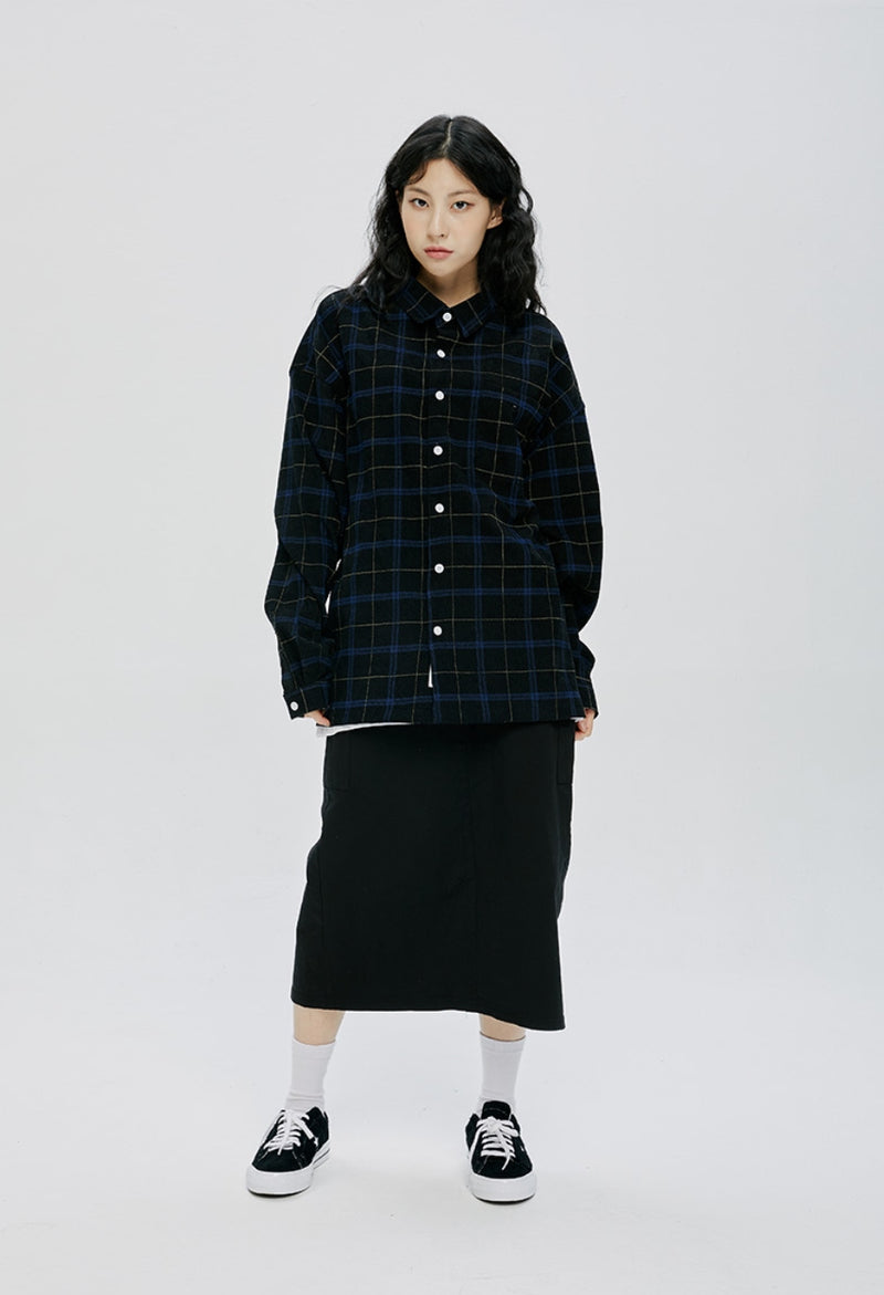 QUIETIST (クワイエティスト) DENIM COLLAR SHIRTS-BLACK