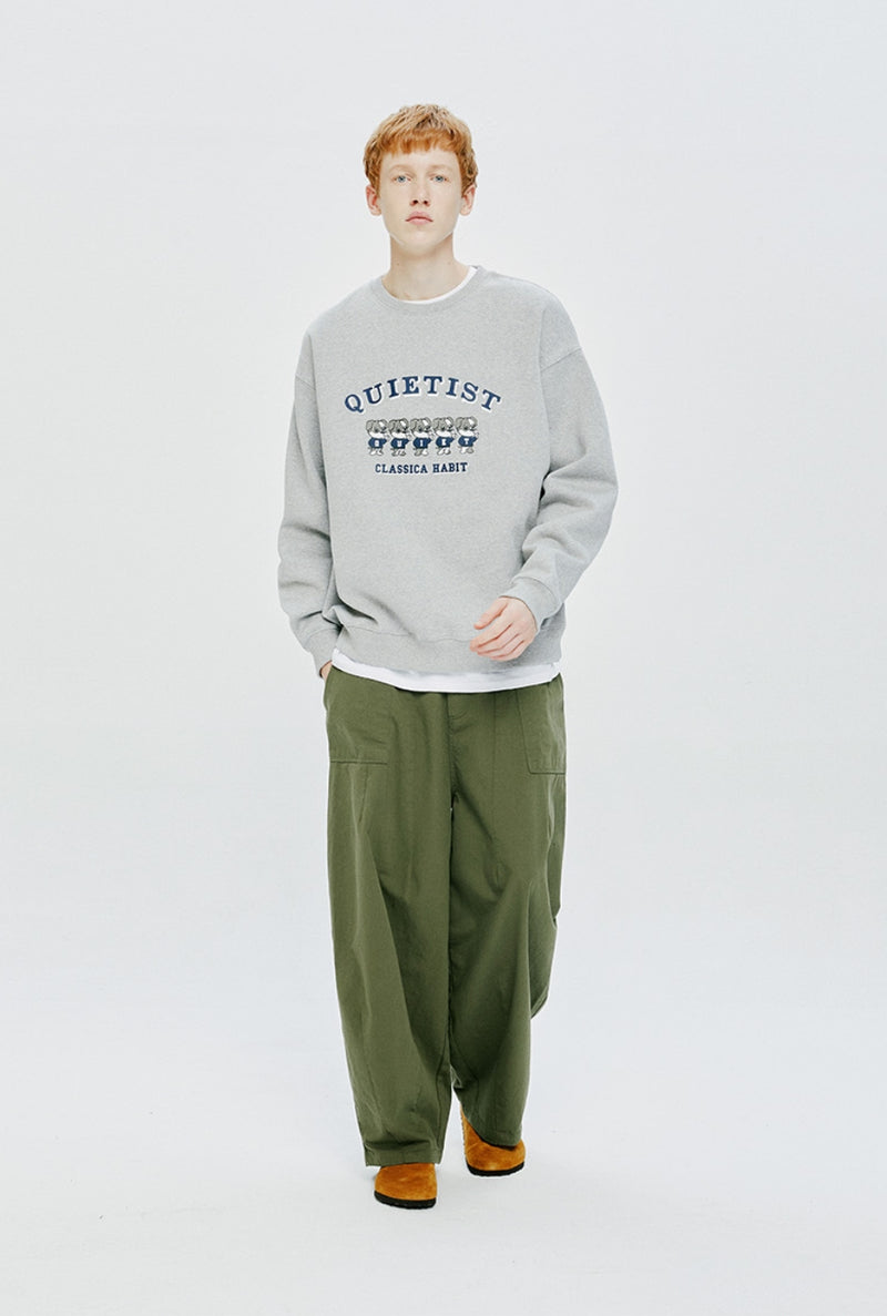 QUIETIST (クワイエティスト) PUPPY SWEAT SHIRT-MELANGE GRAY