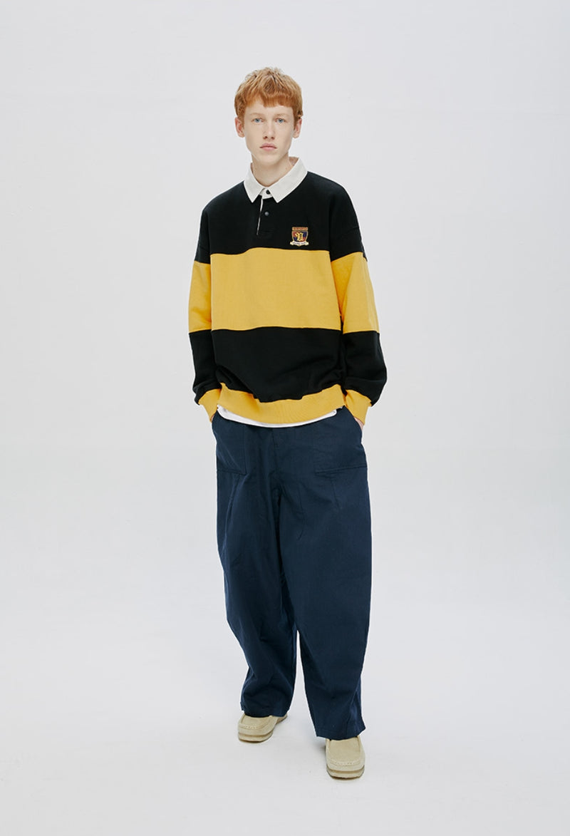 QUIETIST (クワイエティスト) RUGBY SWEAT SHIRT-YELLOW